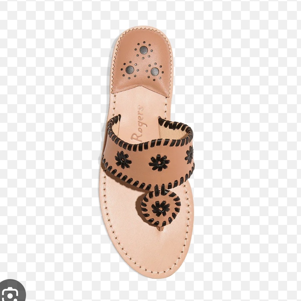 Jack Rogers Original Jacks Flat Sandal Size 9.5 Cafe Au Lait with Black *NWOT*